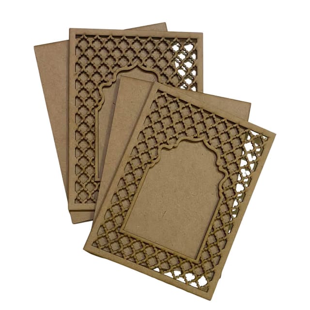 MDF Jharokha Cutouts Pack of 2 Jharokas Wall Decor MDF Frames for Art and Craft, 8x6 Inch Unfinished Wooden Panel