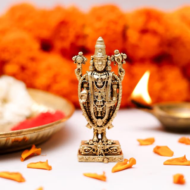 3 Inch Pure Brass Lord Tirupati Balaji Idol