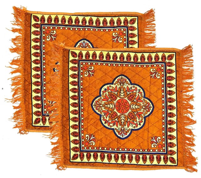 Velvet Pooja Asan Mat - Size 24X24(Inches) 60X60(CM) 2X2(Feet) Pooja Asan,Floor Mat, Floor Rug, Pack of 2 Velvet Asan