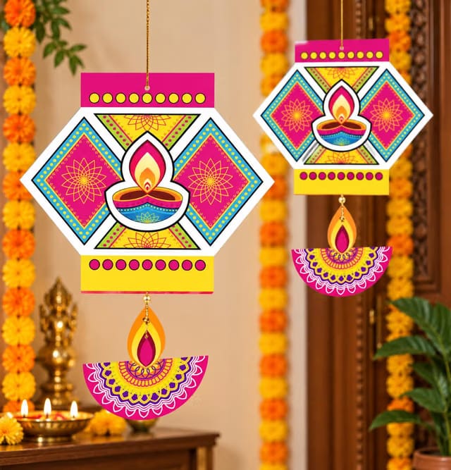 Paper Hanging Kandeel Diya Set of