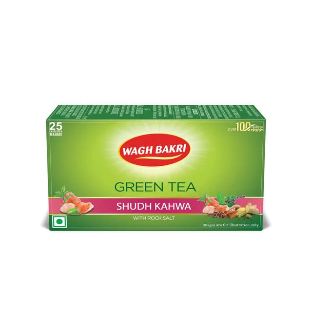 Wagh Bakri Green Tea Shudh Kahwa Tea Bag, 25 Tea Bag*2.5G