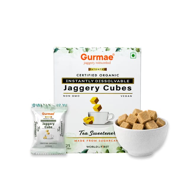 Gurmae Organic Instantly Dissolvable Jaggery Cubes Tea Sweetener Healthy Sugar Substitute 100% Organic Travel Friendly
