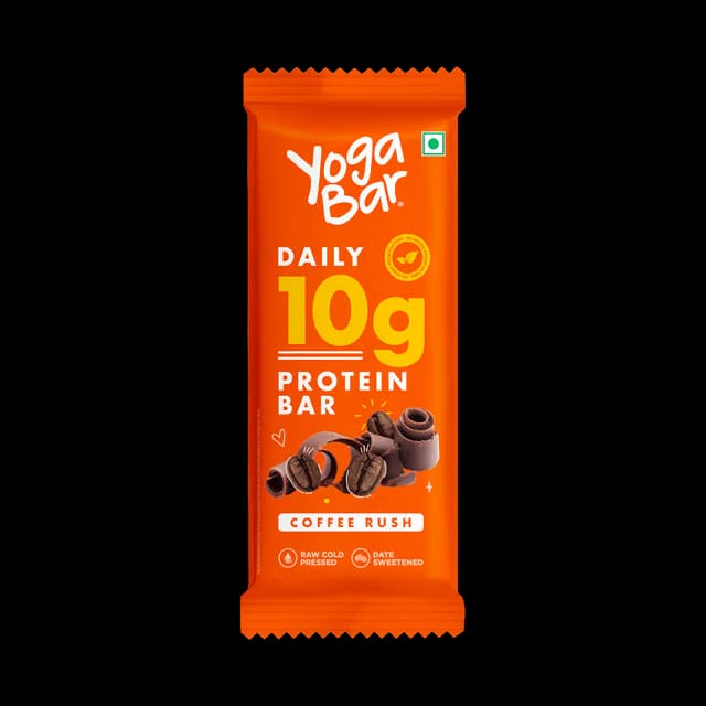 Yoga Bar 10g Protein Bar, Coffee Rush, Date Sweetened, Raw Cold Pressed
