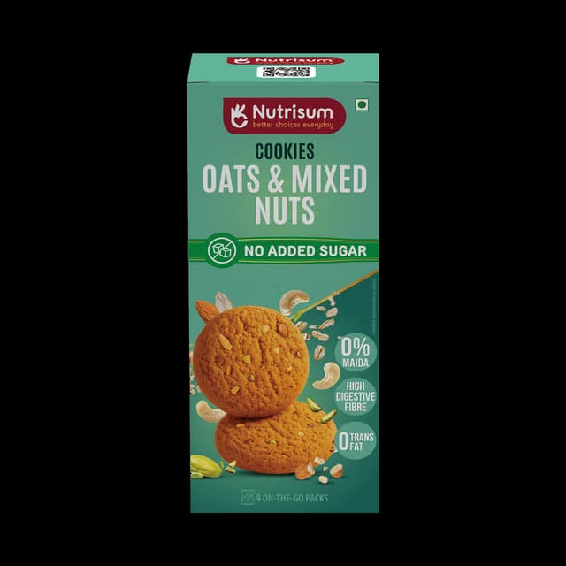 NUTRISUM Oats Cookies - No added Sugar - Mixed Nuts