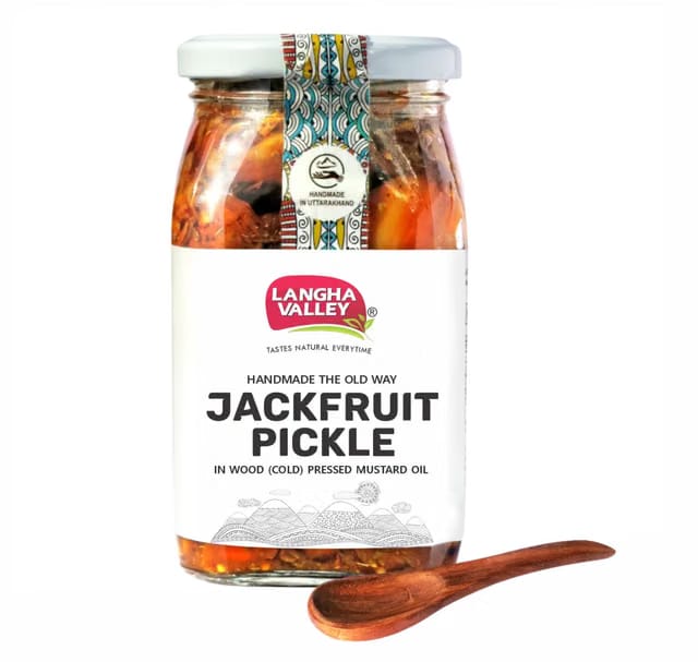 LANGHA VALLEY Jackfruit Pickle, Kathal ka Achar, Made with Cold (Wood) Pressed Mustard Oil, Sun-dried Homemade Pickle