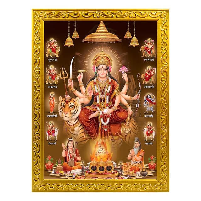 Exquisite Maa Durga Photo Frame - Wall Art Divine Hindu Goddess Decor