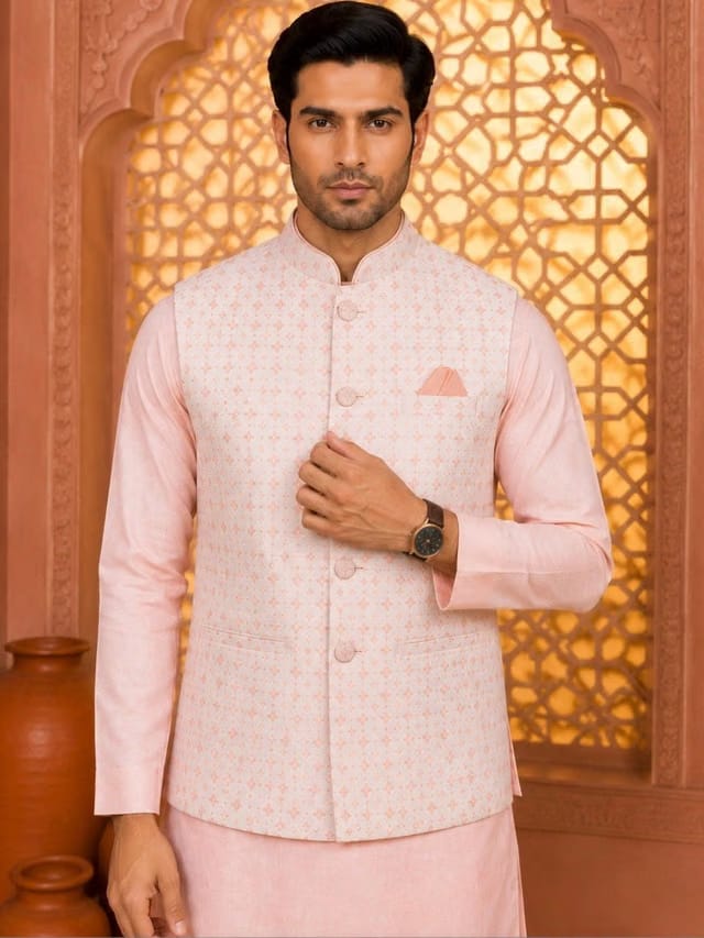 Men Woven design Premium Jacquard Nehru Jacket