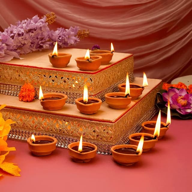Handmade Clay Small Diya Set