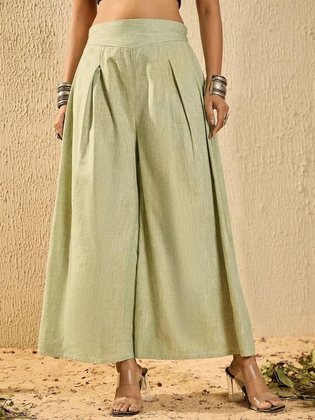 Women Flared Handloom Ethnic Palazzos