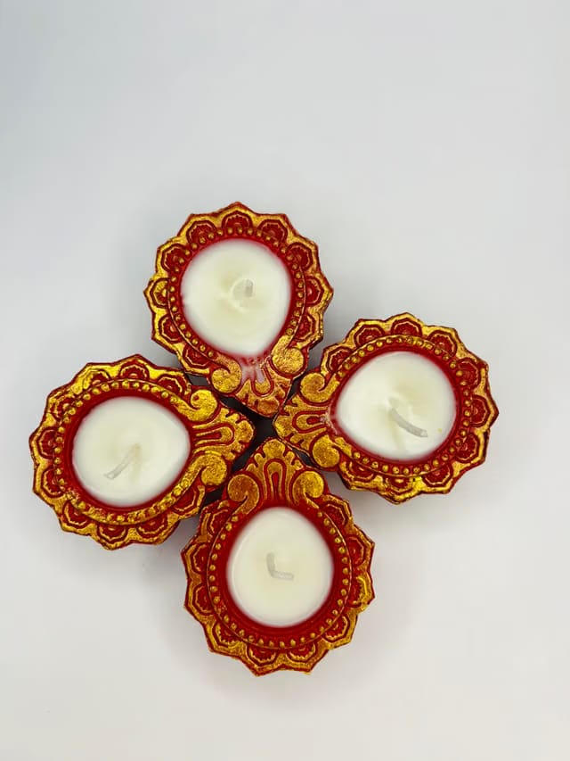 Suneh Arts Handcrafted Soy Wax Diya Set for Diwali