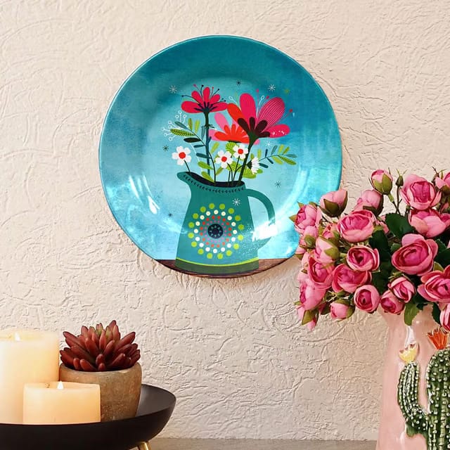 Amazing Art 2-in-1 Use Ceramic Decorative Wall Plate – Handcrafted Floral Designer Plate