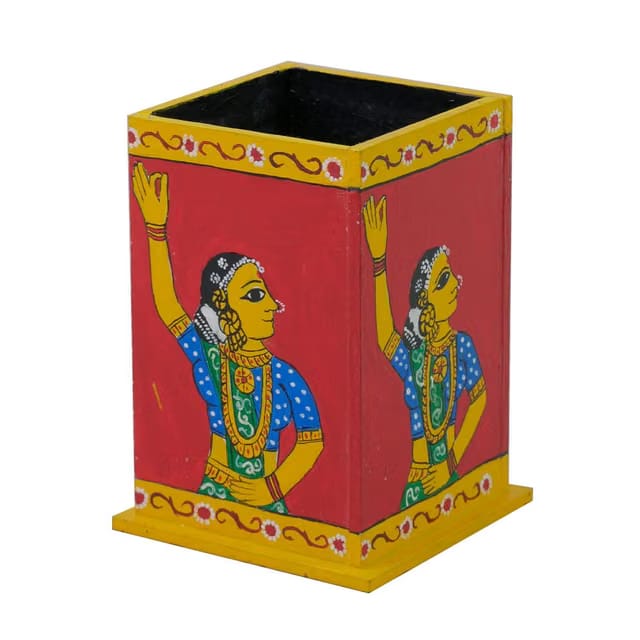 Decorative Multipurpose Pen Stand 1 - Exclusively hand-painted in Cheriyal Painting