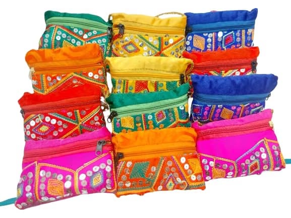 BB set of 12 gujrati print colourful bags for kanya pujan gift/birthday return gift/best gifts for kanjak puja/dandiya