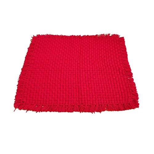 Soft Wool Handmade Pooja Aasan mat Rug Meditation Asan(Red, 24x21)