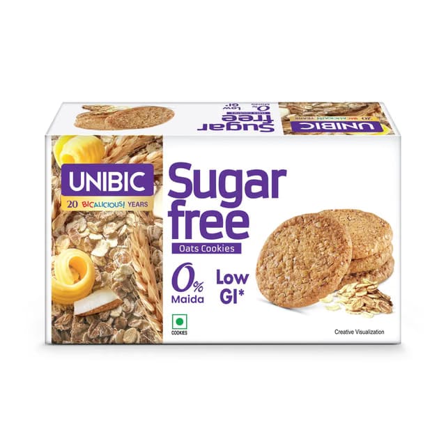 Unibic Sugar Free Oats Cookies I 202.5/225 Gm I Low GI No Maida I Cashew Biscuits I Sugar-Free Snack I Healthy Cookies