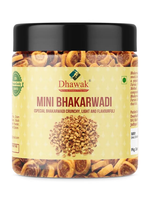 Dhawak Gujrati Mini Bhakarwadi 250 gms (Crunchy and Tasty) Jar Pack