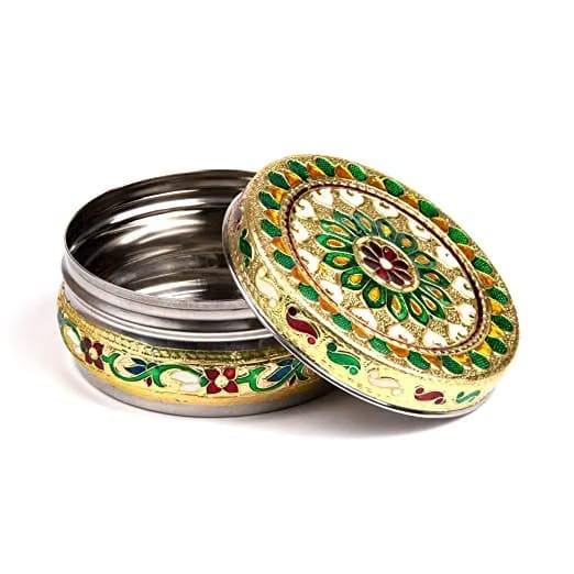 Meenakari Metal Dry Fruit Box Set with Lid Decorative Jewelry Storage Container Traditional Handcrafted Gift Box for