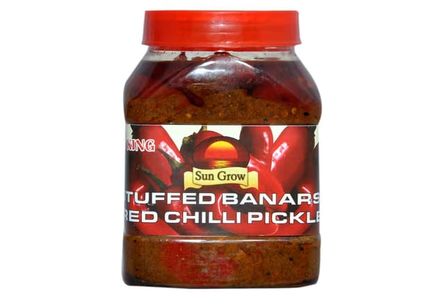 Sun Grow Organic Homemade/Mother Made Stuffed Banarasi Red Chilli Pickle Achaar