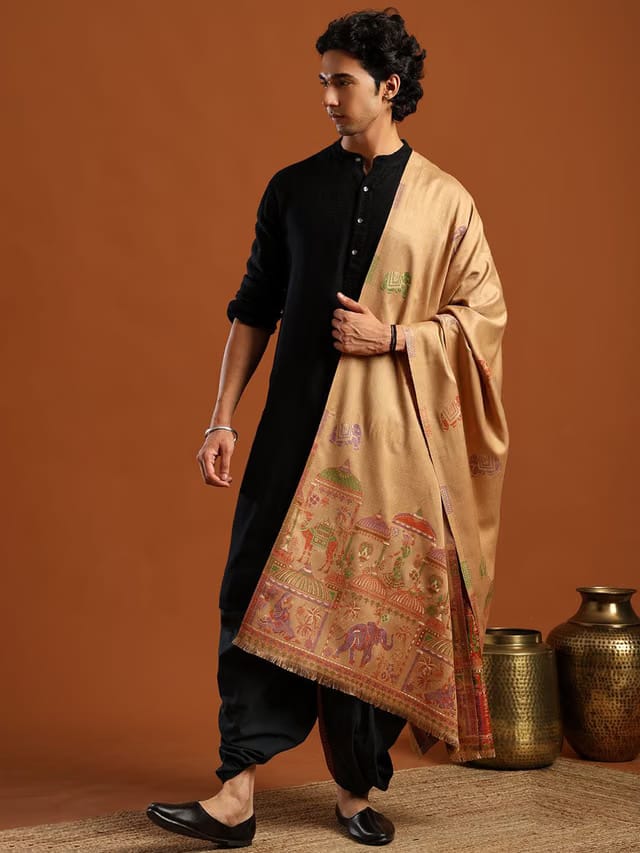 Tweedle Ethnic Motifs Woven Design Zari Shawl