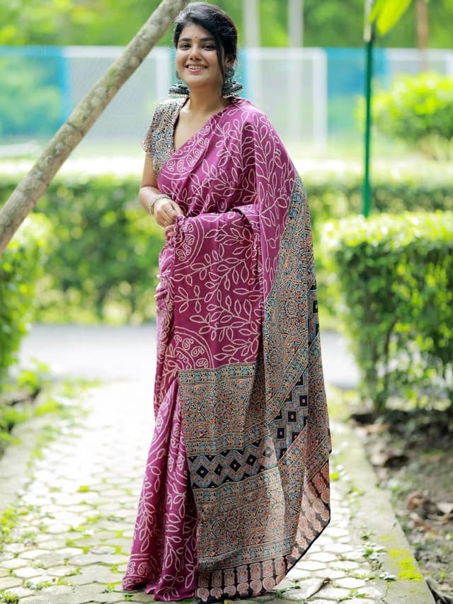 KALINI Ethnic Motifs Silk Blend Bandhani Saree