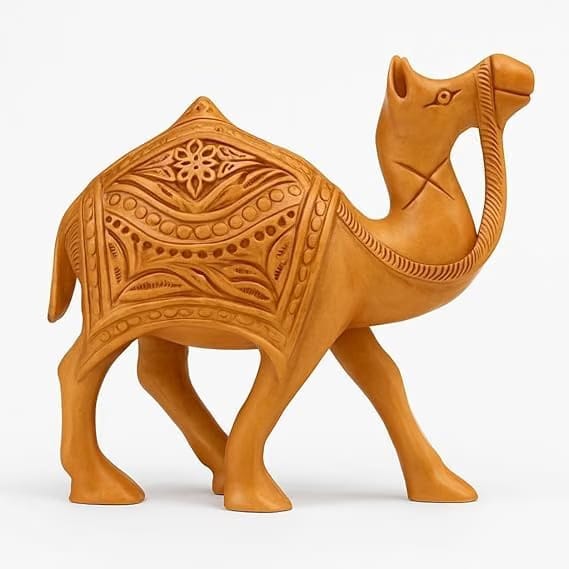 Decorative Terracotta Camel Figurine with Intricate Pattern, Home Decor Ornament