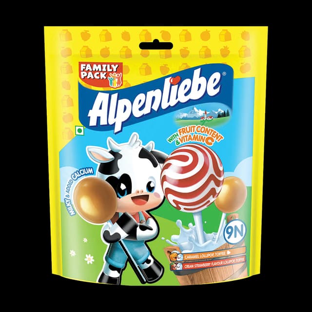 Alpenliebe Lollipop Orange, Strawberry & Caramel Flavour Family Pack