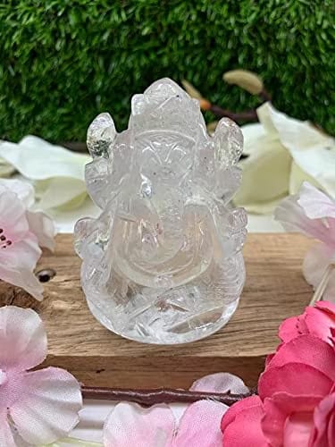 Pran-Pratishthit Crystal Ganesh Idol/Murti/Sphatik/Sphatic – (Energized) for Diwali Pooja,Ganesh CHATURTHI
