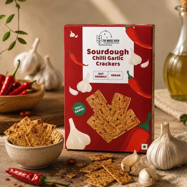 The Magic Oven Sourdough Chilli Garlic Crackers
