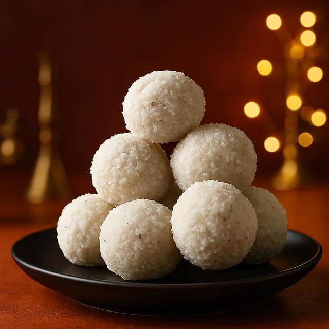 BANGLARMISTI Chinir Narkel Naru - Traditional Bengali Sweets, Homemade white Coconut Laddoo, Nariyal Laddu