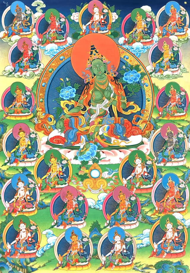 THANGKA ARTIST® 21 Tara Dolma Canvas Print, Tibetan Buddhist Thangka Painting (13X18 Inch)