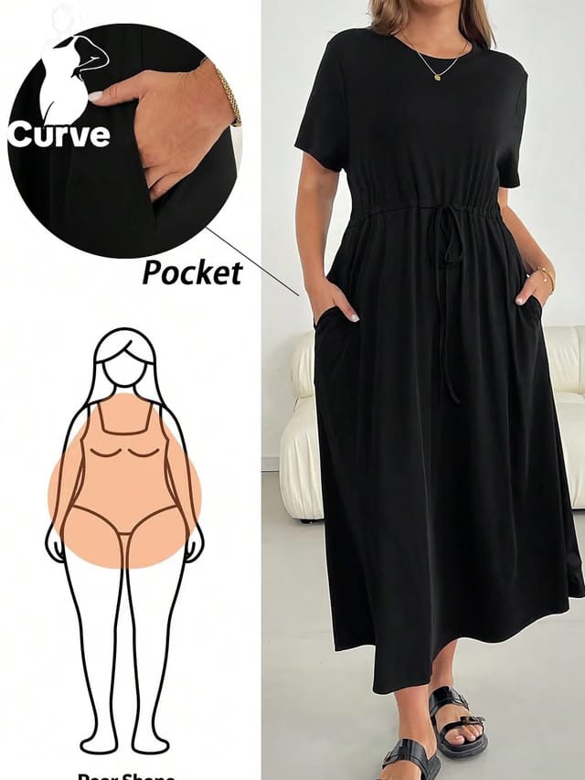 Women's Plus Size Gathered A-Line Dress