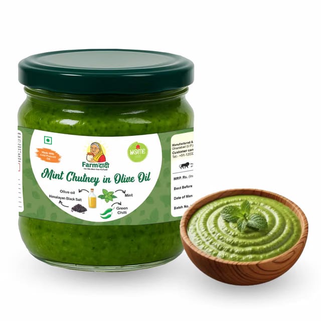 Farm Dadi Mint Chutney Made in 100% Olive Oil