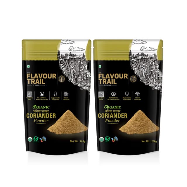 Organic Coriander Powder/Dhania Powder/Fresh Dhania - Pack of 2, 200gms Each