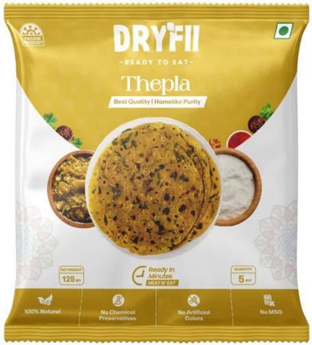 Dryfii Ready-to-Eat Thepla Pack of 1 (5 Pieces, 250g)