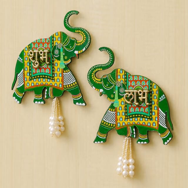 Webelkart Premium Set of 2 with Shubh Labh Wall Hanging for Diwali Decoration