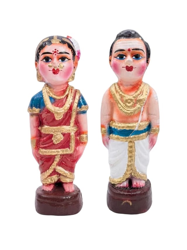Architha Creations,8 inch Mama and maami Statue for navarathiri Festival,golu Dolls,Saraswati