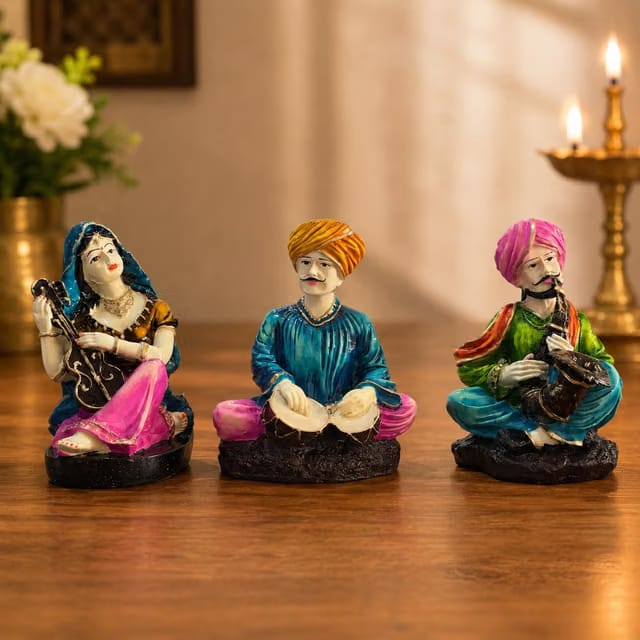 Traditional Indian Folk Musician Showpiece Set of 3