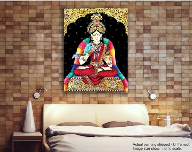 Tanjore Canvas Painting - Goddess Annapurna - Thanjavur Paintings