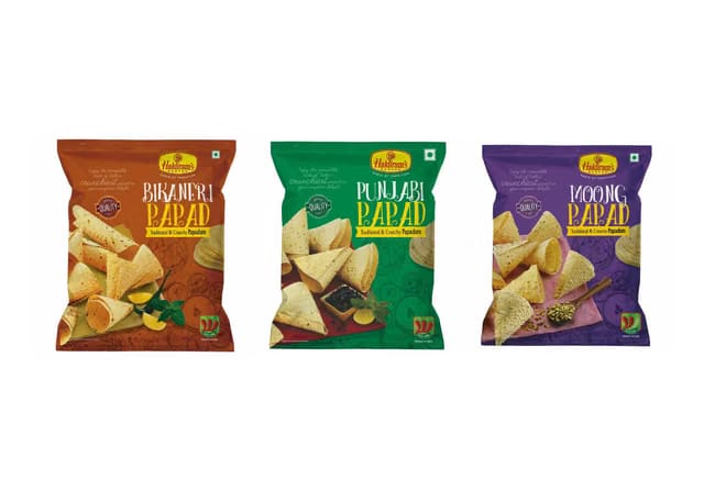 Haldiram�s Nagpur Mini Papad Combo � Bikaneri, Punjabi, Moong � 600g Total � Traditional Indian Crispy Snack Pack