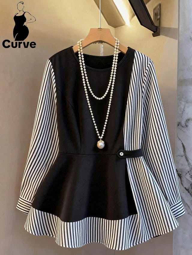 Women's Plus Size Patchwork Top