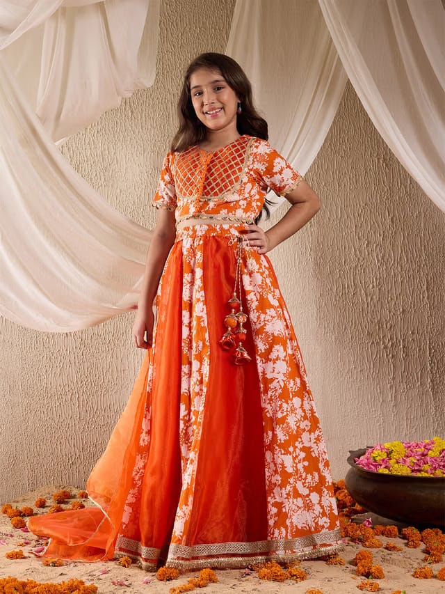 Girls Printed Ready to Wear Lehenga & Blouse With Dupatta