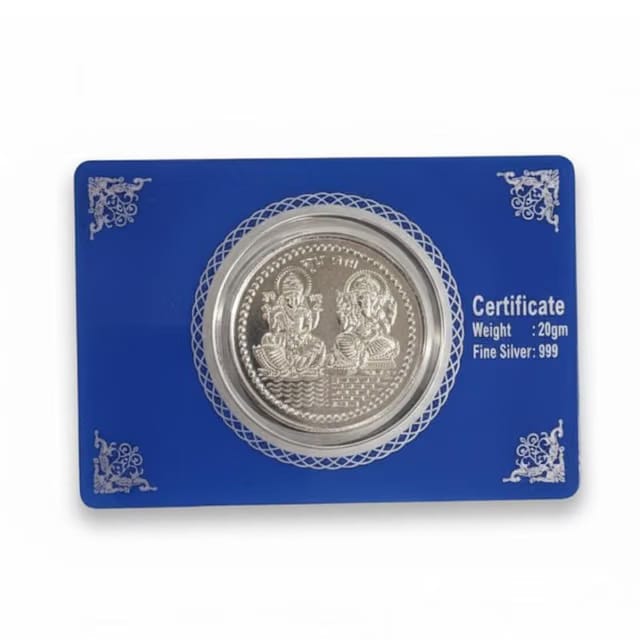 Laxmi Ganesh Pure silver Plated coin 20 gram for diwali gift/diwali puja/dhanteras/wedding gift/family and