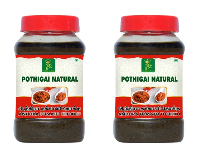 Pothigai Natural Andhra Tomato Thokku 300g/Authentic Andhra Style Achar Perfect for Rice, Dosa, Idli, Upma & Roti (600)