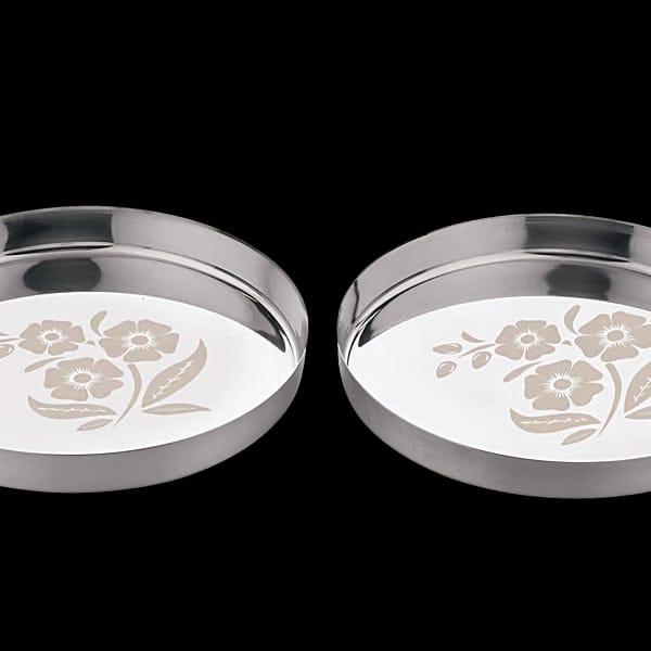Stainless Steel Gujarati Thali Set - 12, Laser Etching