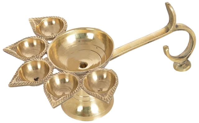 Purchase Only from Veena Enterprize for the Same Big Brass Panch Diya For Puja Big Size Panch Aarti Lamp Pancharti Diya