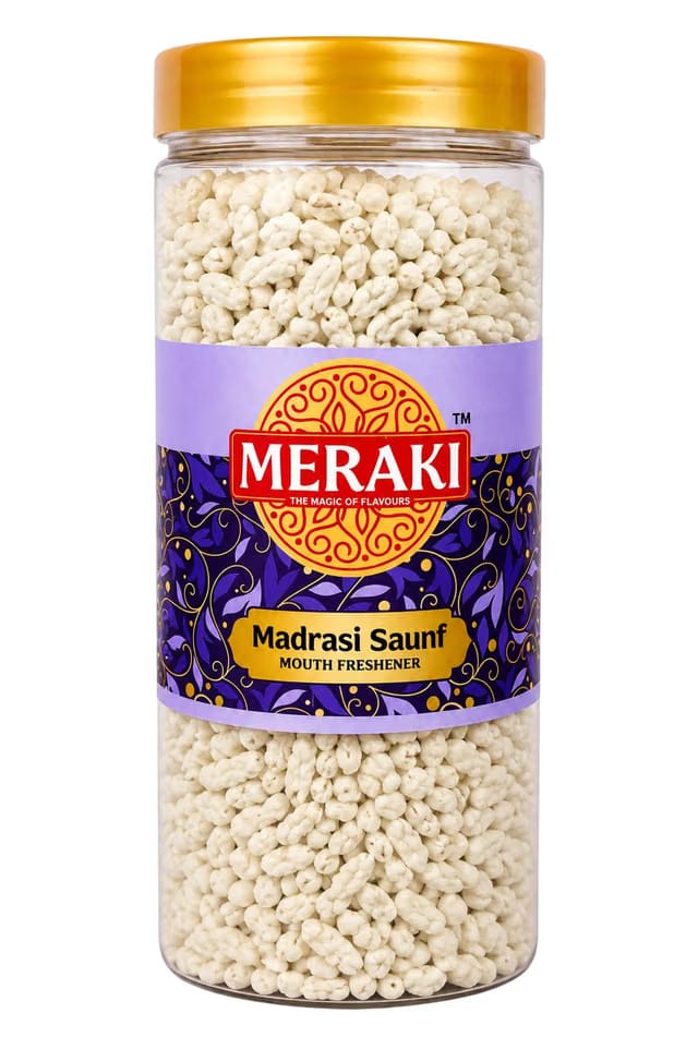 MERAKI : THE MAGIC OF FLAVOURS Madrasi Saunf Premium Mouth Freshener (White)