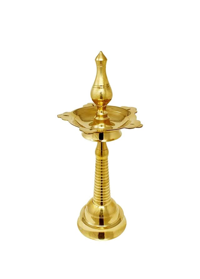 Mirza Elevation Brass Kerala Nilavilakku/Kerala deep Oil lamp (Gold 8 Inch)