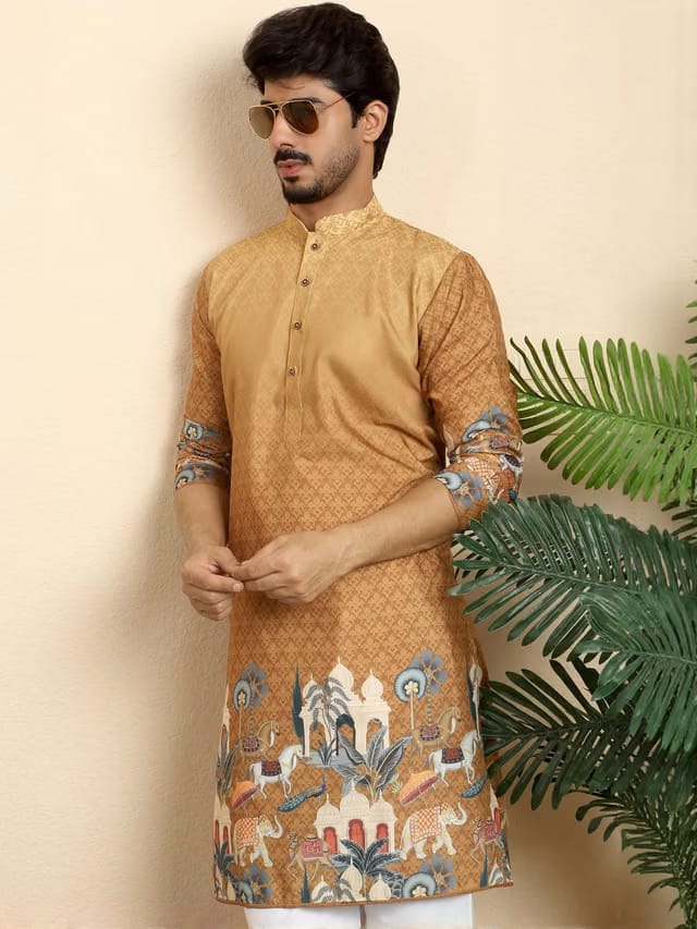 Men Ethnic Motifs Printed Regular Kurta with Pyjamas