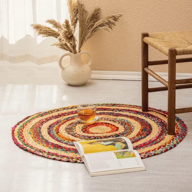 Jute Carpet for Living Room, Bedroom Rug, Hallway and Entryway Mat