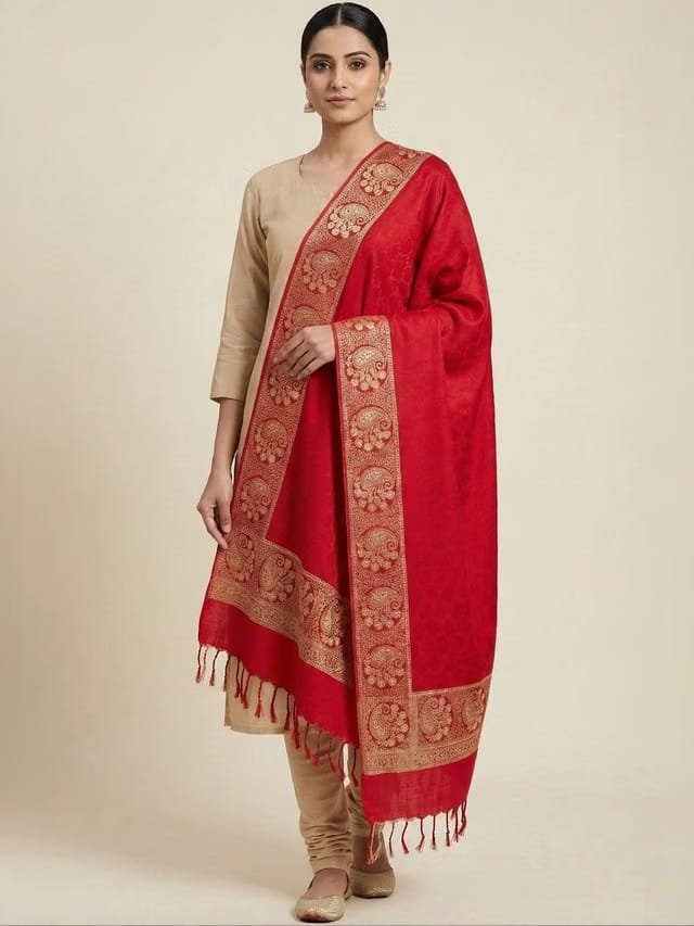 TEEMOODS Women Ethnic Motifs Woven Design Shawl